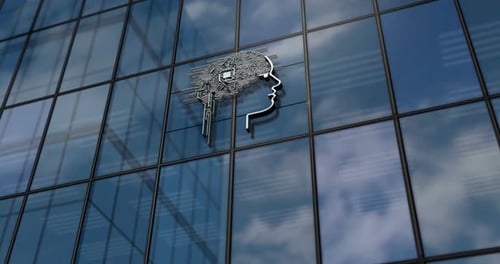 Concepto de construcción de vidrio con inteligencia artificial con IA