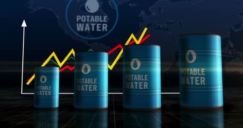 Potable water drinking h2o barrels on chart