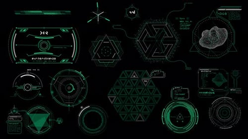 Animated Interface Elements in Scifi Style on the Alpha Channel