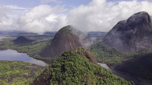 Aerial view of Cerros Mavicure peaks, Colombia.