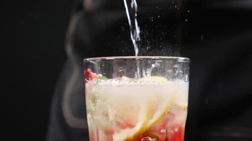 Refreshing Drink with Lemon, Mint, and Soda