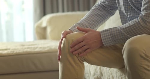 Senior European Man Suffers From Painful Severe Knee Joint Pain Could Not Walk Illness Cramps