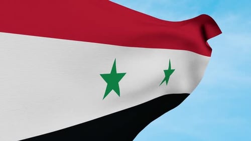 Realistic Syrian Flag Waving Animation Loop