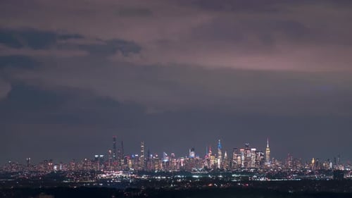 Midtown Manhattan view from far at night