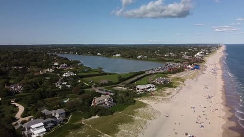 Aerial View of East Hampton Main Beach Long Island New York