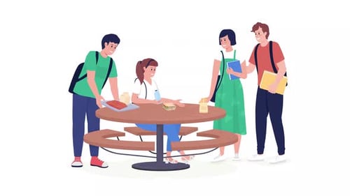 Animated Outdoor School Cafeteria