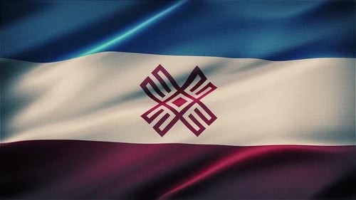 Looping Waving Flag with Abstract Geometric Symbol