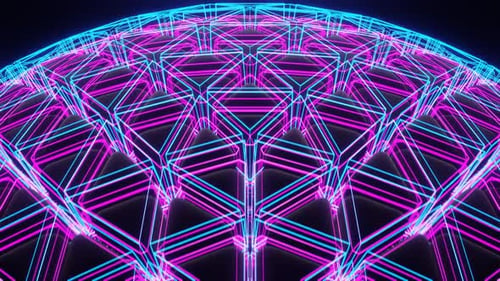 Cyan und Rosa und Schwarz mit neonleuchtendem Science-Fiction-Kugelhintergrund, VJ Loop in HD