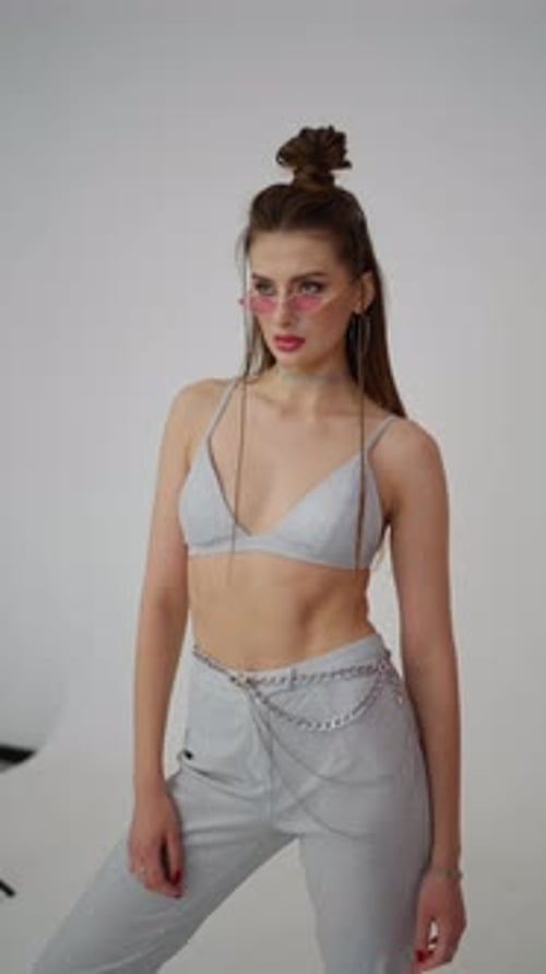 A Modellooking Woman Poses for the Camera