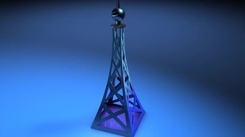 Stylized Radio Tower with Lightning Bolts