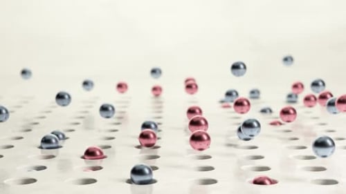 Animação 3D de esferas rosa e azuis saltando