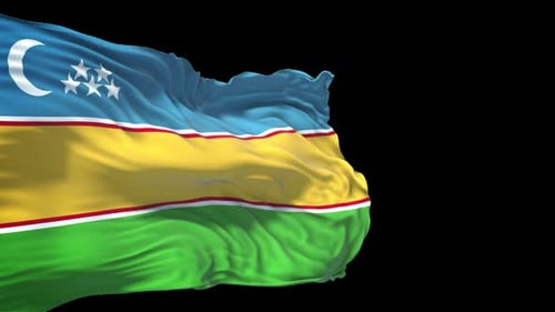 Drapeau du Karakalpakistan avec chaîne Alpha