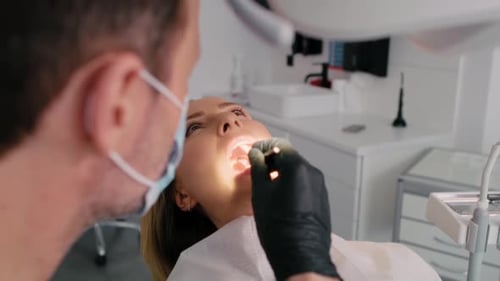 Woman having visit at dentist