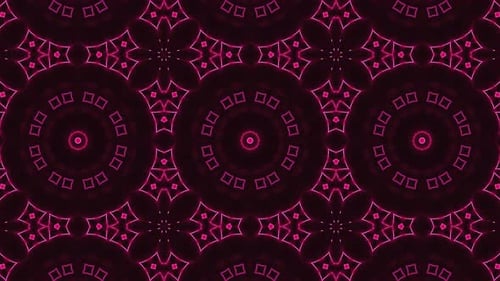 Abstract Glowing Pink Kaleidoscope Geometric Pattern Background