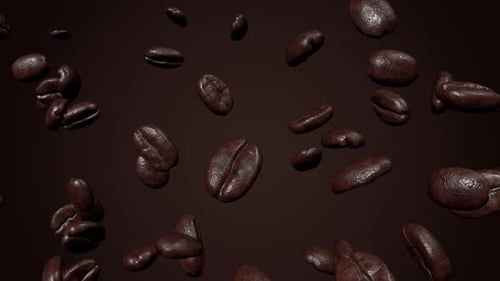 Animated Falling Roasted Coffee Beans Loop Background