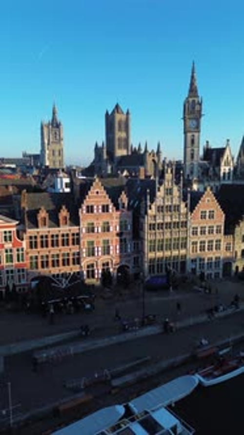 Aerial view of Ghent, East Flanders, Belgium.