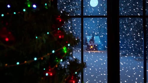 Snowfall at night