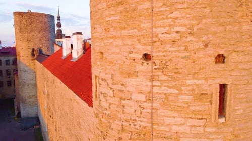 Tallinn, Estonia. Revealing Drone Shot of Alexander Nevsky Cathedral From Old Town Walls
