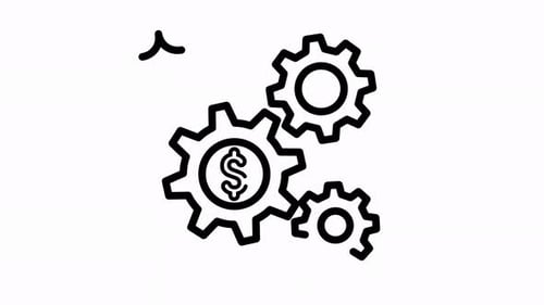 Animated Business Gears With Dollar Sign Icon