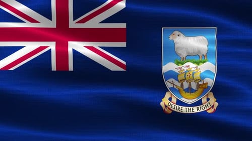 Falkland Islands Flag Waving Realistic Loop Animation