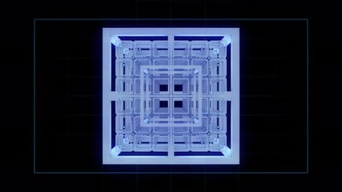 Glowing Blue Geometric Tunnel Loop Background