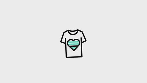Animated T-Shirt with Striped Heart Flat Design Reveal