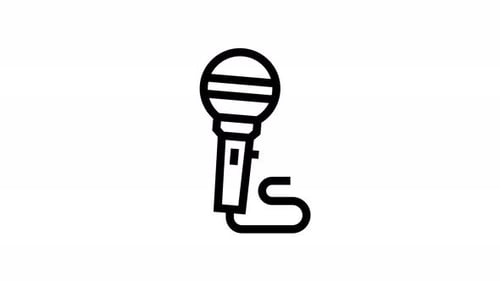Animated Flat Design Line Art Microphone Icon Reveal
