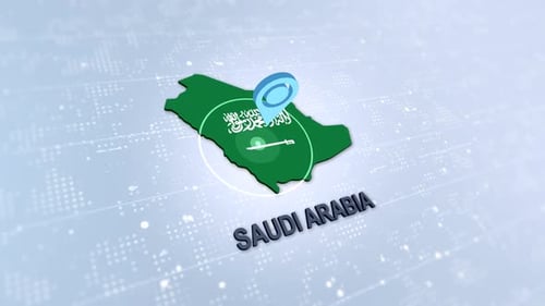 Modern 3D Saudi Arabia Map with Location Pin