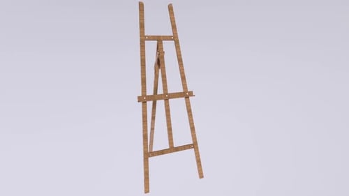 3D Wooden Easel Animation Rotating in a Loop