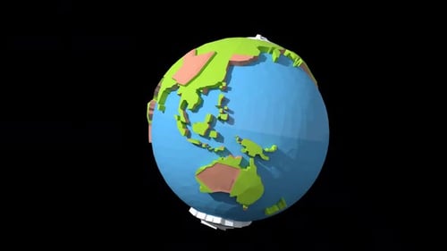 Low Poly 3D Planet Earth Globe Rotation Animation