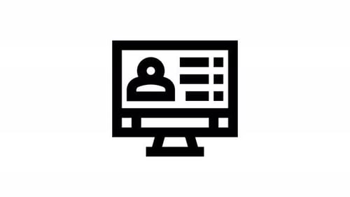 Animated Flat Design Monitor with User Profile and Data Icon