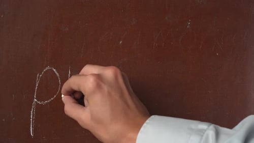 Hand Writes Pneumonia on Dark Brown Surface