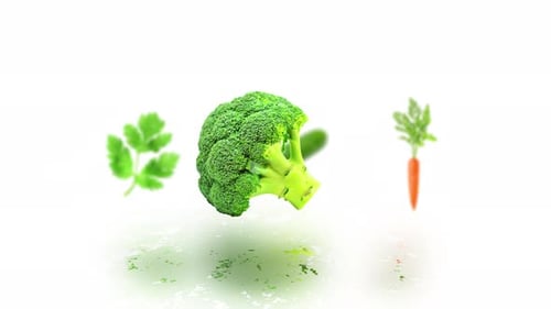 Dynamic Fresh Vegetables Bouncing and Rotating Animation