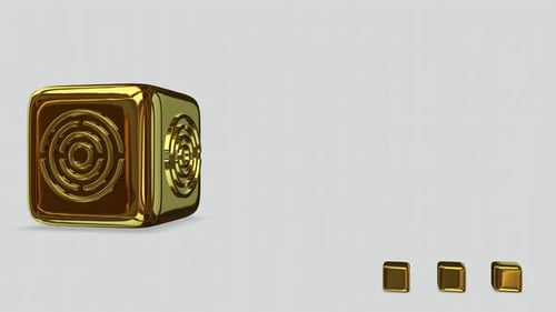 Luxus-Geschäftshintergrund, Goldwürfel, exklusiv, Figuren, Reflexion, 3D-Render