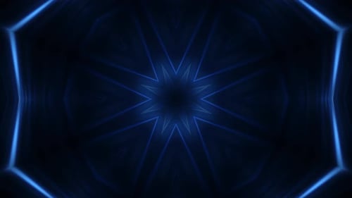 Abstract Blue Glowing Kaleidoscope Light Pattern Loop