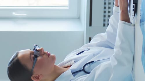 Professional Medical Doctors Working in Hospital Office Making Computer Research Medicine Healthcare