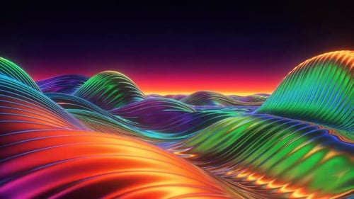 3D render of abstract multicolored lines and flowing curves moving dynamically