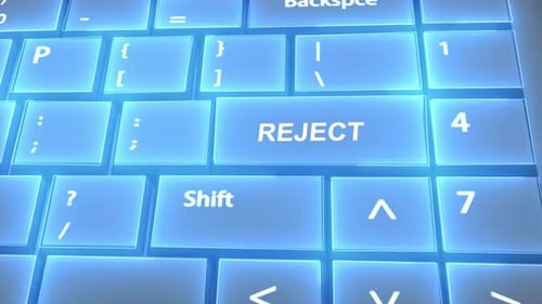 Futuristic Computer Keyboard Reject Text on Key