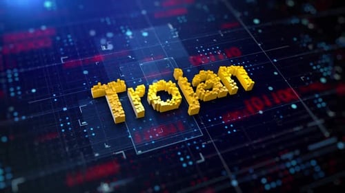 Animated Trojan Text in Futuristic Digital Style