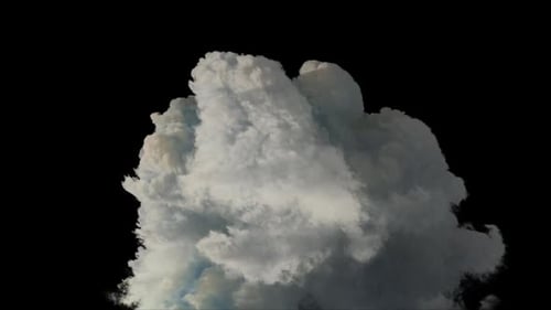 Realistic Volumetric Smoke Cloud Growth Element with Alpha Channel
