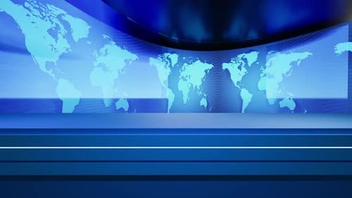 World Map Background With News Presenter Table