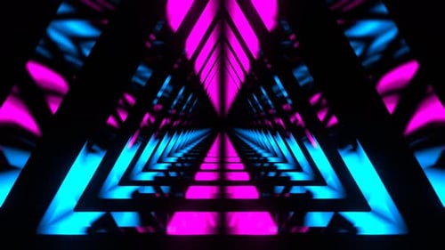 Cyan And Pink Moving Triangle Neon Source Background Vj Loop In 4K