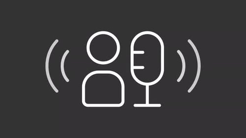Animated Line Icon Person with Microphone and Sound Waves
