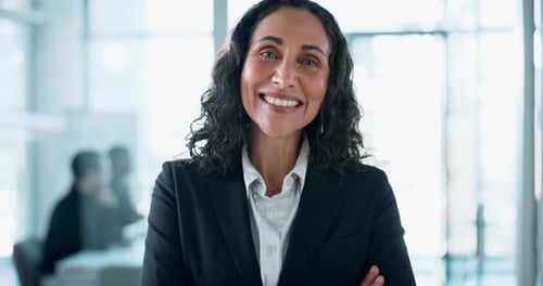 Smile, corporate and professional with business woman in office for internal auditor