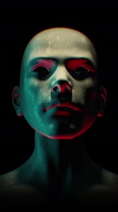 Darkly Lit Hollow Portrait Humanoid Turning Head