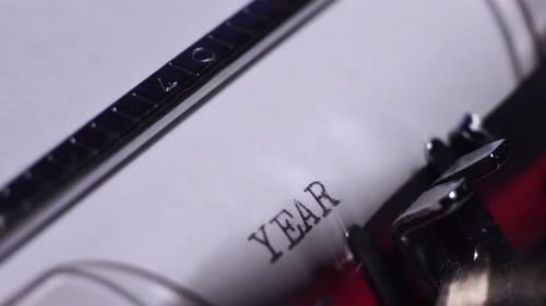 Year 1920, Typing on White Paper in Vintage Typewriter, Close Up