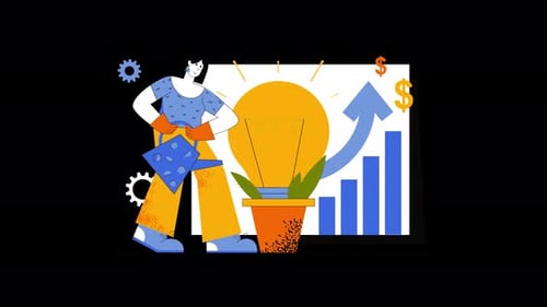 Innovative Business Growth Concept with Lightbulb, Graphs, and Creative Elements