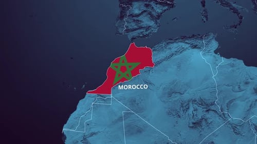 Animated Morocco Map with Country Flag Reveal