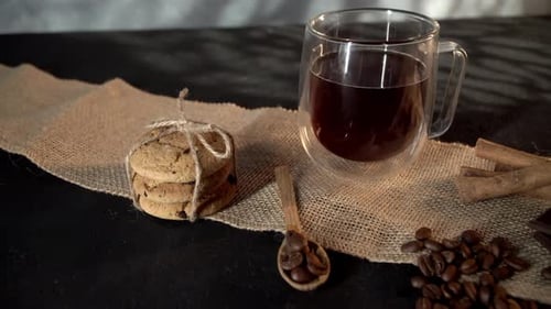 Coffee and Cookies with Cinnamon and Chocolate