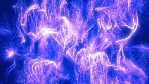 Abstract Fluid Glowing Purple Blue Particle Flow Background